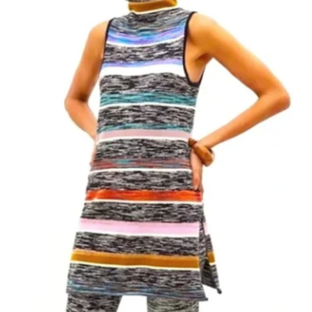 Anthropologie Space Tie Dye Mock Neck Dress Top
